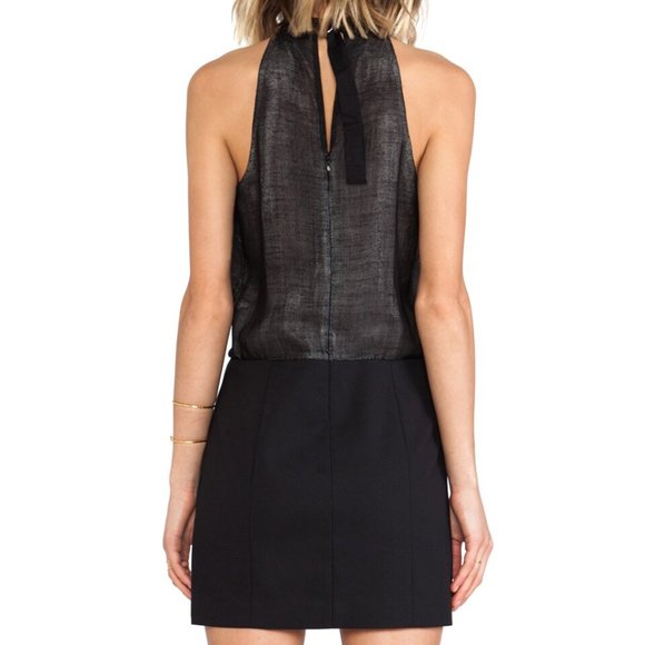 Tibi New York BNWT | Size 8 | Designer Leather Collar Mini Dress Lined - Picture 4 of 12
